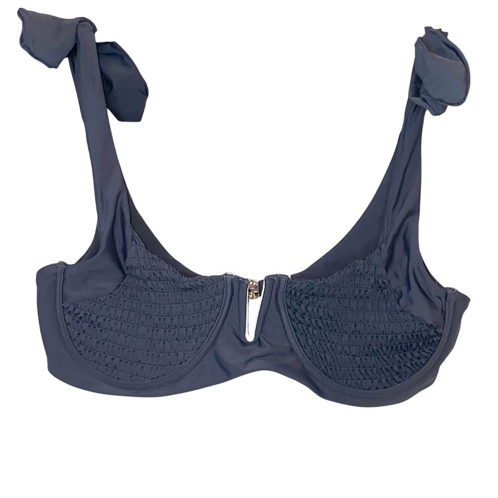 Zaful Gray Underwire Bikini Top Large Tie Strap Structured‎ Swim Top Supportive